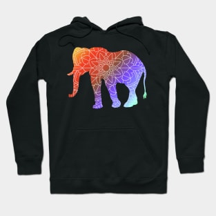 Mandala Elephant Rainbow Silhouette Hoodie